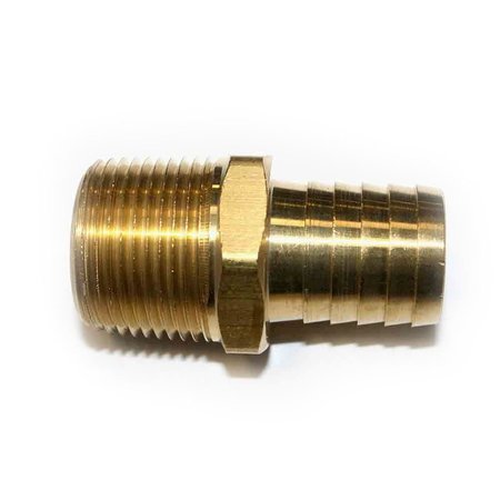 INTERSTATE PNEUMATICS Brass Hose Barb Fitting, Connector, 1 Inch Barb X 1 Inch NPT Male End FM99-9